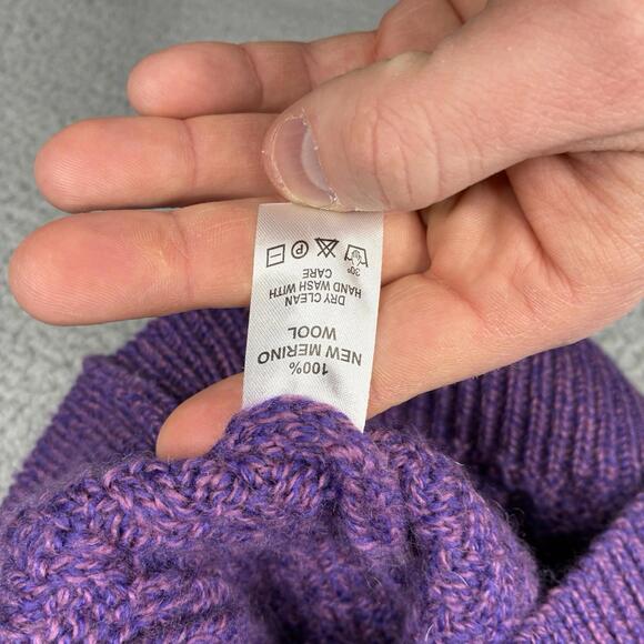 Original Aran Co Fisherman Knit Cardigan Sweater Collared Women’s XS Purple Wool - Picture 4 of 6